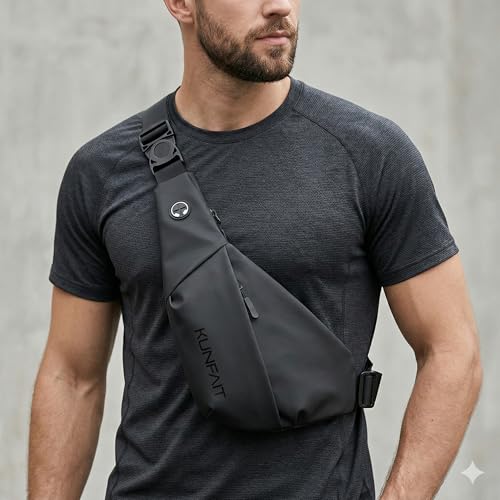Image of Waterproof Unisex Crossbody Waist Bag Fanny Pack for Men & Women Half Moon Boomerang Style Sling Bags Side Shoulder Chest Bag Belt Pouch for Travel Sports Anti-Theft Mobile (REDESIGNED)