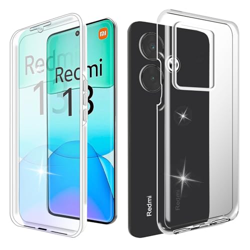 WeiCase Hülle für Xiaomi Redmi 13 4G, Transparent 360 Grad Rundumschutz Schutzhülle mit Integriertem Displayschutz Stoßf...
