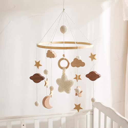 SNOWIE SOFT Baby Crib Hanging Toy, Cute Wooden Crib Toys for