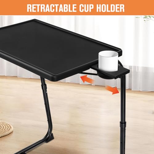 Mesa plegable ajustable con portavasos para comer en la cama o el sofá, pack de 2 7