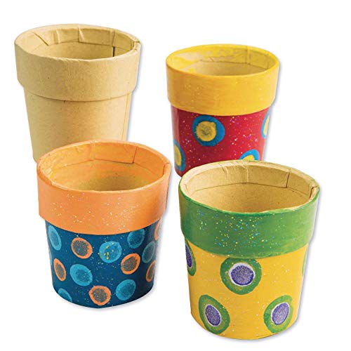 Mini macetas de papel maché S & S Worldwide de 2x2 pulgadas para manualidades, pack de 12