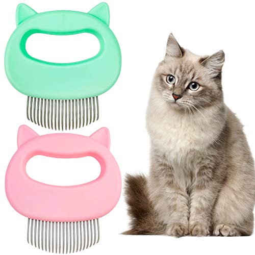 2PCS Cat Comb Cat Shell Comb Pet Hair Removal Comb Pet Massage Comb Cat Grooming and Painless Deshedding Matted Tangled Hair for Cats and Dogs