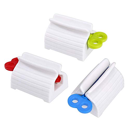 Presse-Dentifrice, 3 Paquets de Support de Distributeur de Dentifrice à Tube Roulant pour Dentifrice, Crèmes, Cosmétiques (Rouge Bleu Vert) Cover