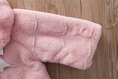 Toddler Girls Faux 𝗙𝘂r Jacket Thicken Fleece Bowknot Button Long Sleeve Lapel Coat Warm Windproof Outerwear4