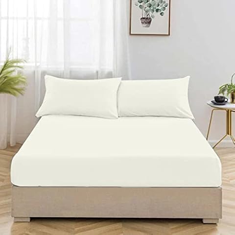 Cotton Paradise - Sábana bajera ajustable tamaño King color crema Cover