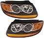 Gold Shrine For Hyundai Santa Fe Headlights Lamps Set 2007 Halogen Driver and Passenger Side