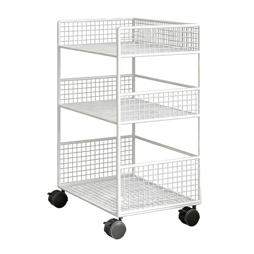 Carrito con ruedas de 3 niveles, organizador de metal móvil con ruedas, estante de almacenamiento para herramientas de almacenamiento, unidad multiuso duradera para cocina, oficina, oficina