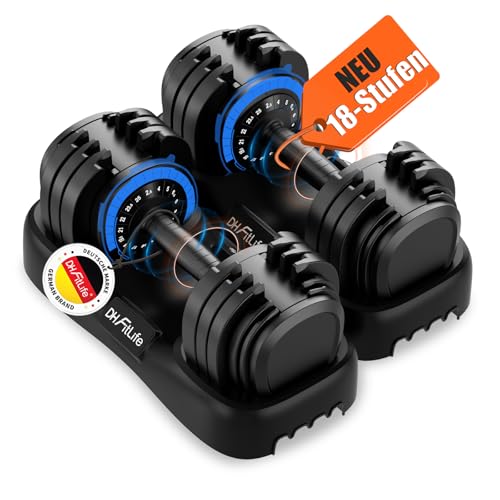 DH FitLife 2026 Neu Hantel Set – Verstellbare Kurzhanteln 2,5 bis 25 KG mit 18 Gewichtsstufen | Hantelset Kurzhantel mit Gewichten | Dumbbell Set für Männer & Frauen (NEU! 25KG X 2)