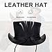 RiderVibe Black Top Hat Fashion Gentleman Hat, Leather Deadman Top Man Cowboy Hats (XL, Black)
