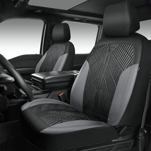 Image of CAR PASS Waterproof Black Gray Car Seat Covers Front Seat Covers Neoprene Wetsuit,All-Weather Non-Slip Durable,Universal Fit for SUV Sedans Trucks Van Automotive,Airbag Compatible,3D Emboss Black Gray