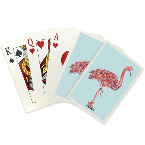Juego de 52 naipes tamaño póker con flamencos y flores miniatura 2