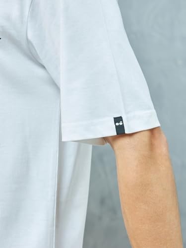 Image of Bewakoof Men's AOP Oversized Half Sleeve Round Neck Cotton Jersey T-Shirt 616651 White M
