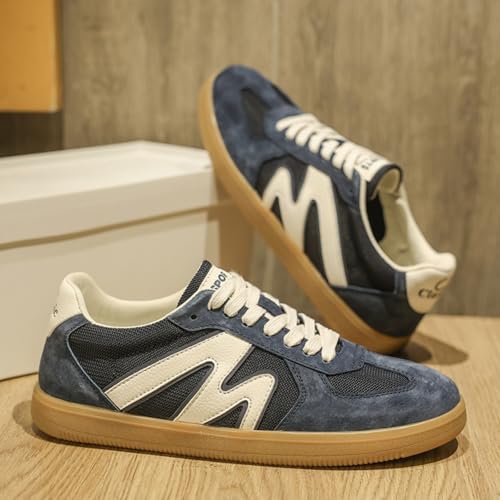 Men's Fashion Breathable Leather Lace Up Sneakers Casual Flats Retro Non Slip Round Toe Walking Driving Daily Shoes2