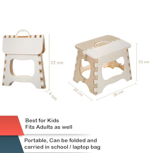 Image of Slim Portable Folding Stool Lightweight Non-Slip Plastic Step Stool with Carry Handle - Foldable, Portable & Space-Saving Design