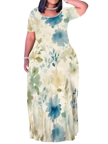 Image of Plus Size Maxi Dresses for Curvy Women T-Shirt Summer Sun Dresses Loose Fit