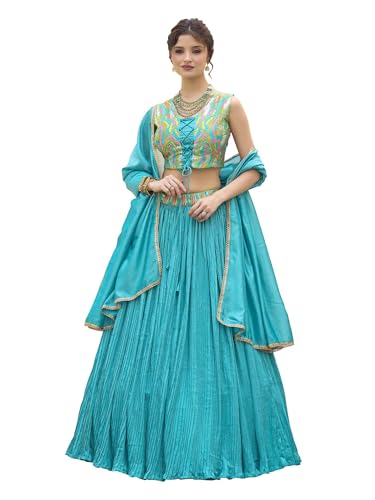 Image of PURVAJA Women's Silk Semi-Stitched Lehenga choli