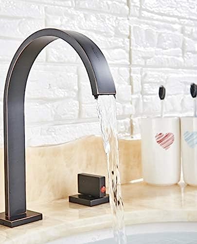 Robinet de lavabo double manette noir bronze à jet d'eau stable