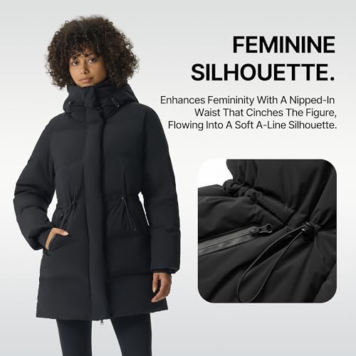 Fitouch Nimbus Haven Pro Women's Black Down Puffer Jacket – Soft, Warm, and Stylish Mid-Length Coat for Winter Weather, Size Small - Image 5