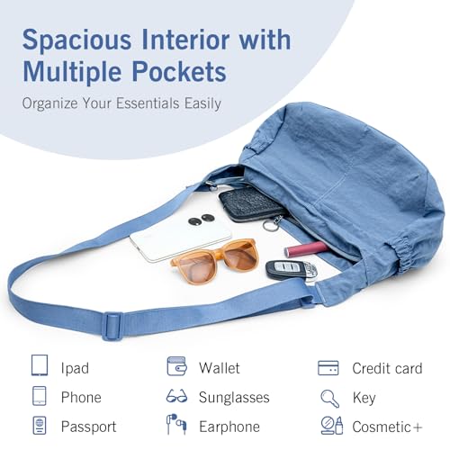Image of Canvas Crossbody Bag for Women, Shoulder Bag with Pockets, Casual Travel Messenger Bag