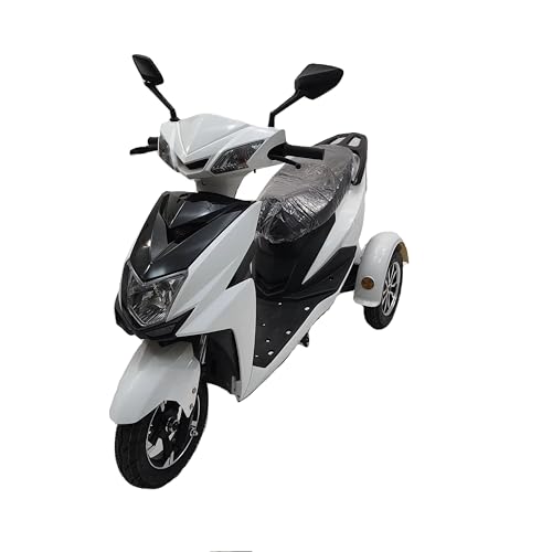 Image of Thrill 3W Electric Scooter | 3-Wheeler Low-Speed Electric Scooter for Senior Citizens & Differently Abled | Non-RTO EV with 60-80 km Range | 48V 30AH Lithium Battery with Charger (Black & White