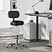 SUPERJARE Drafting Chair with Back, Adjustable Foot Rest Rolling Stool, Multi-Purpose Office Desk Chair, Thick Seat Cushion for Home Bar Kitchen Shop - All Black 7205DD