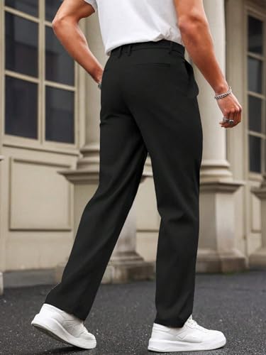 Image of SHIENZY Men's Formal Black Trousers | Tailored Fit Office Pants Workwear | Classic Formal Trousers for Men | Elegant and Comfortable Men's Formal Pants