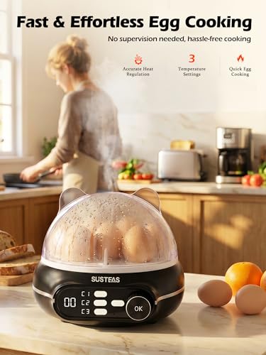 SUSTEAS Rapid Egg Cooker 9 Eggs, Soft, Medium, Hard Boiled, Poached - image 2