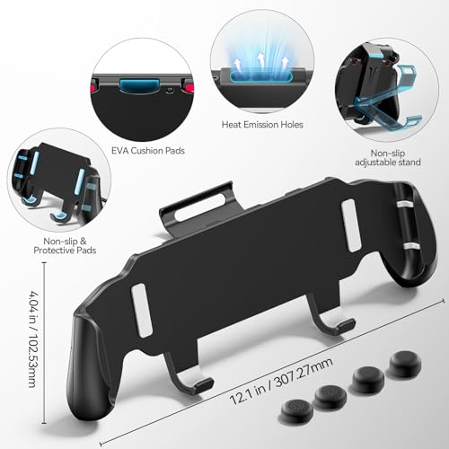 Image of Grip Compatible with Nintendo Switch 2, Switch 2 Ergonomic Grip Case with Adjustable Stand, Comfort Game Accessories with 5 Game Card Slots and 4 Thumb Caps