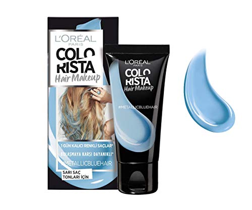 L'Oreal Paris Hair Makeup Temporary 1-Day Hair Color For Blondes, Metallic Blue, 1 Fl Oz