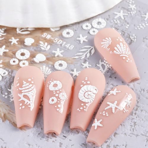 Jaliya JLA0323 5D Embossed Ocean Nail Stickers Summer Nail Decals Shell Starfish Jellyfish Nail Sticker Nails Stickers Sea Animals Nail Art Stickers Beach Nail Stickers thumb #5