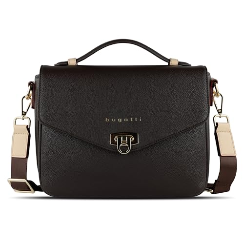 bugatti Ella Classic Bag für Damen, Umhängetasche aus Kunstleder, Henkeltasche, braun