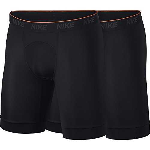 NIKE Men's Long Boxer Briefs (2 Pack), Black/Black/White, Small