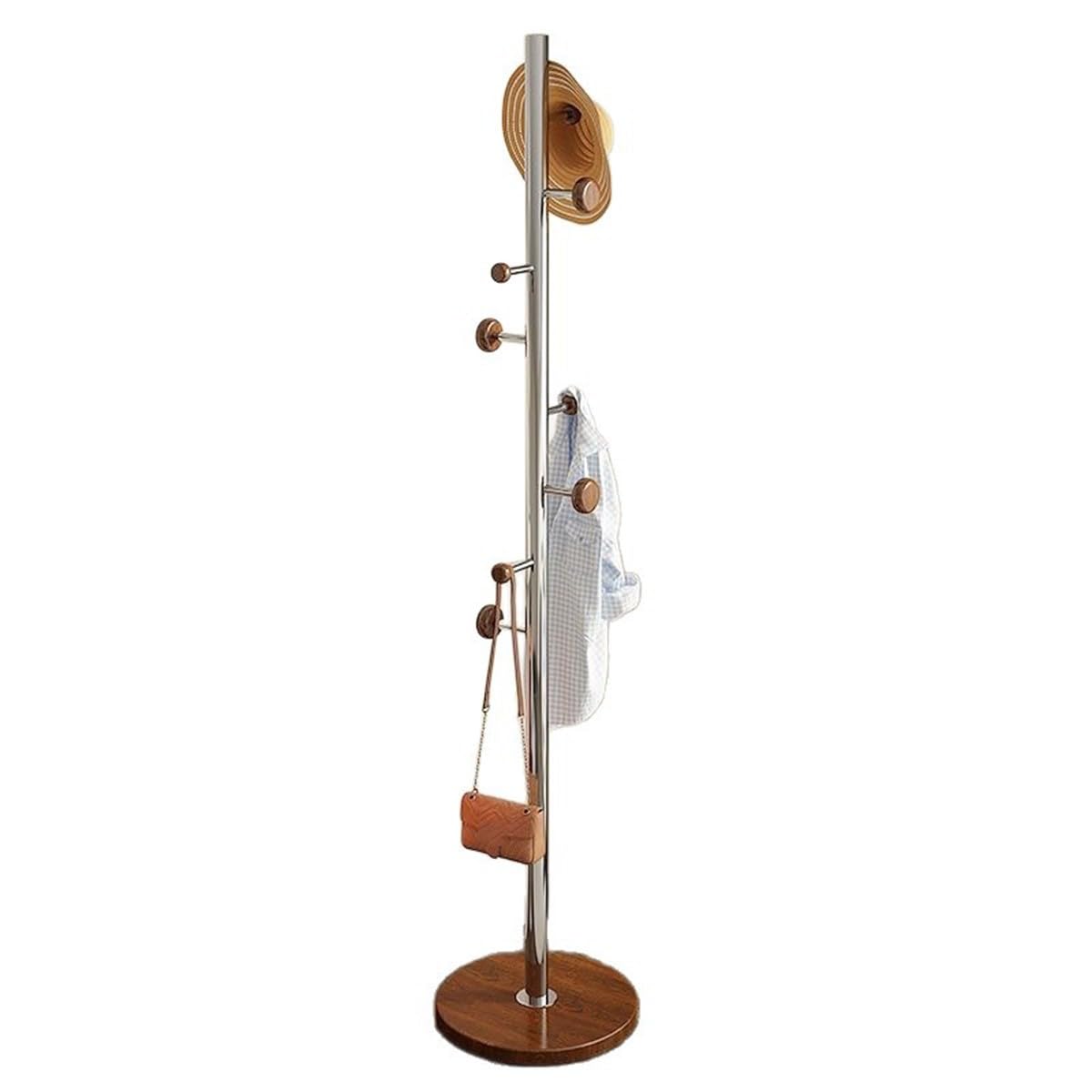 Bananaww Stainless steel coat rack freestanding, Metal Coat Tree Freestanding with 8 Hooks, Stury Metal Base for Entryway, Hallway, Bedroom