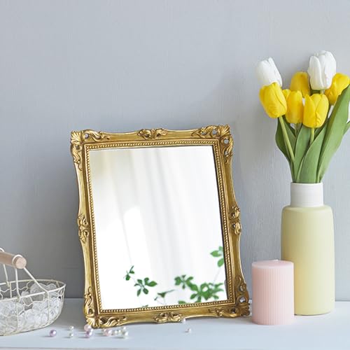 Funerom Vintage Decorative Mirror, Wall Mounted & Tabletop Makeup Mirror ,Square thumb #3