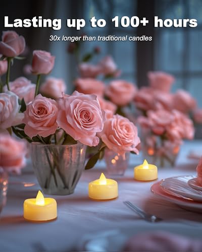 5plots Flameless Candles, 24Pcs Tea Lights Candles Battery Operated, Flameless Tealight Candles No Flickering, Electric Tea Lights Votive Candles - Ivory - 1.5" x 1.25" - Image 6