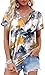 WEESO Summer Tops for Women 2025 Plus Size Vacation Outfits Floral Short Sleeve Tshirts Shirts V Neck Business Casual Blouses Fashion Beach Boho T Shirts XXL