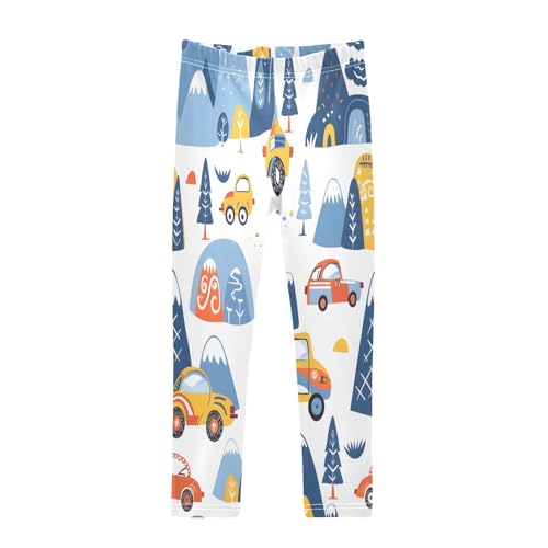 Bolaz Toddler Girls Leggings Printed Yoga Pants Leggings Cars and Mountains for Kids