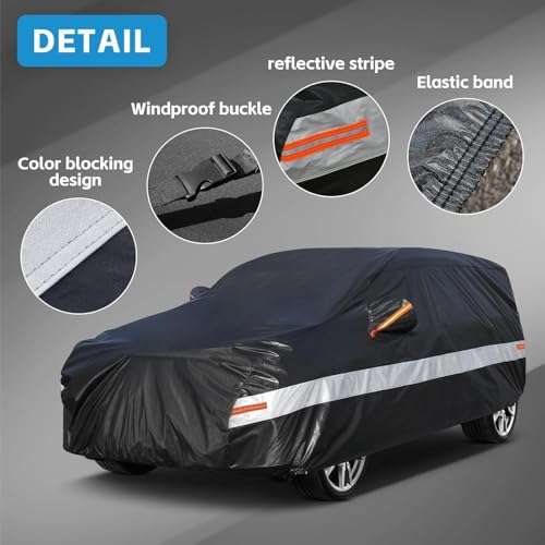Image of 10 Layers Hatchback Car Cover Waterproof All Weather for Automobiles,100% Waterproof Outdoor Car Covers Rain Snow UV Protection. Custom Fit Subaru Impreza,Honda Fit,VW Golf,Hyundai Ioniq,etc