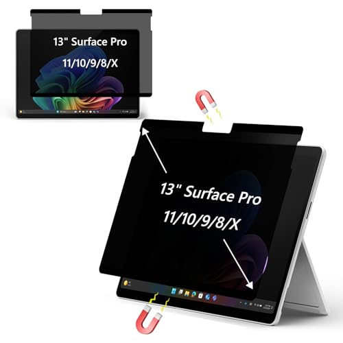 #VerdientProvisionen<br>Magnetischer Sichtschutzfolie für 13 Zoll Surface Pro 11/Pro 10 2024/Pro 9 2022/Pro 8/Pro X Anti Glare Anti Blaulicht Sichtschutz Abnehmbare Blickschutz für Surface Pro 11/10/9/8/X 13 Zoll