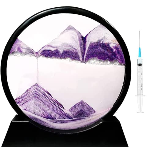 Image of NYRWANA Sand Art, Moving Sand Art,Sand Art Decor Wall Painting, Natural Landscape in Motion Display with Flowing Sand Frame for Home Decor, Diwali Gift Item (10 inch, Purple)