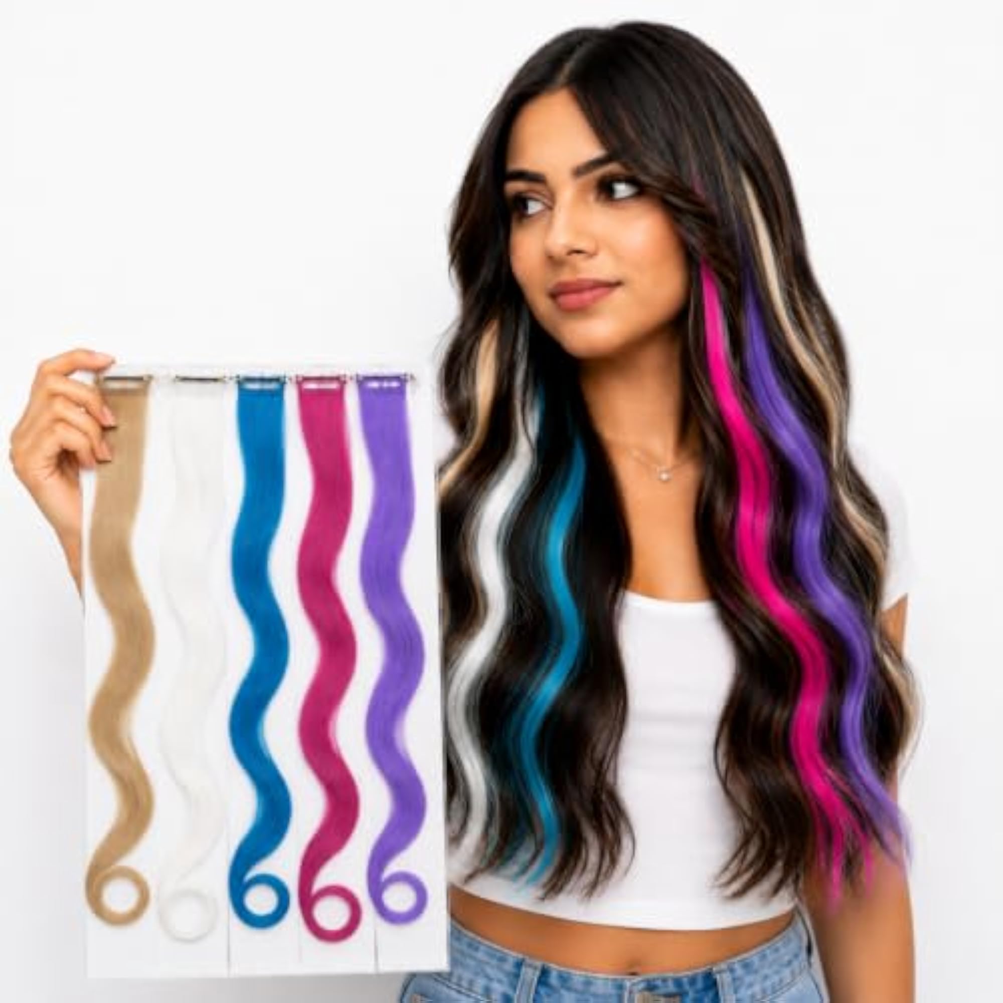 Colourful Wavy Clip-In Hair Extensions for Women