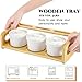 Acshio Set of 3 Ceramic Dipping Sauce Bowls, 5 Oz Condiment Seasoning Jars with Lid Spoon Bamboo Tray, Small Appetizer Serving Tray Soy Sauce Dish for Snacks, Appetizers, Sauces