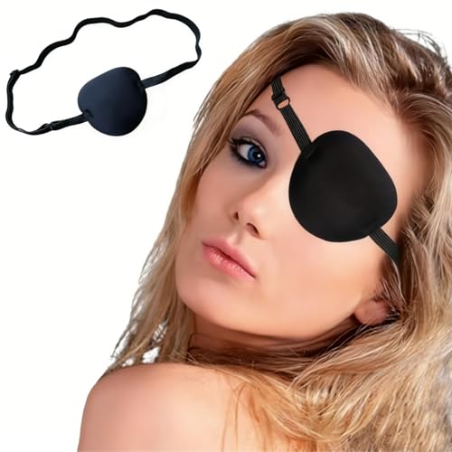 Xianglangsuccess Monocular Black Eye Patch, Washable, Amblyopia, Medical Eye Patch, Pirate Suit for Adults and Children