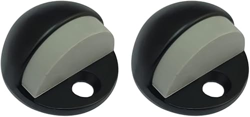 QCAA Tope de puerta de piso de cúpula baja de latón macizo, espacio de 14"-34" desde Floor Buttom, negro mate, paquete de 2, fabricado en Taiwán