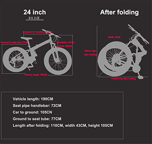 JHKGY Vélo De Montagne Pliant,Vélos VTT Tout Suspendus,Cadre Renforcé en Acier À Haute Teneur en Carbone Frein À Disque,Hommes Et Femmes Adultes - Image 8
