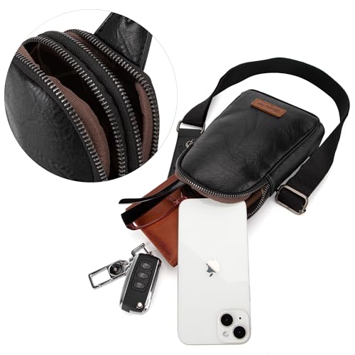 Image of Wrangler Small Sling Bag for Women, Leather Crossbody Bags Cross Body Purse Fanny Packs with Adjustable Strap for Gift