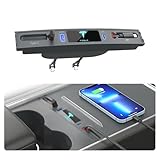 Suitable for 2021-2024 Model Y/Model 3 (2021-2023 Models) Tesla car USB hub, Retractable Cable Expansion Dock with Logo and Fast Charging Port, Perfect for The Center Console.