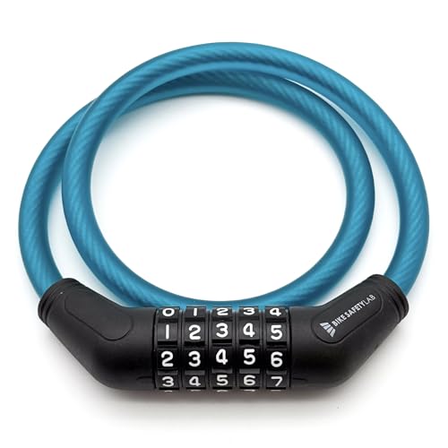 Bike Safety Lab ケーブルロック 5ケタダイヤル式 65cm 太さ10mm 軽量195g 回しやすい ワイヤーロック 自転車 バイク キックボード (ターコイズグリーン, 65cm)