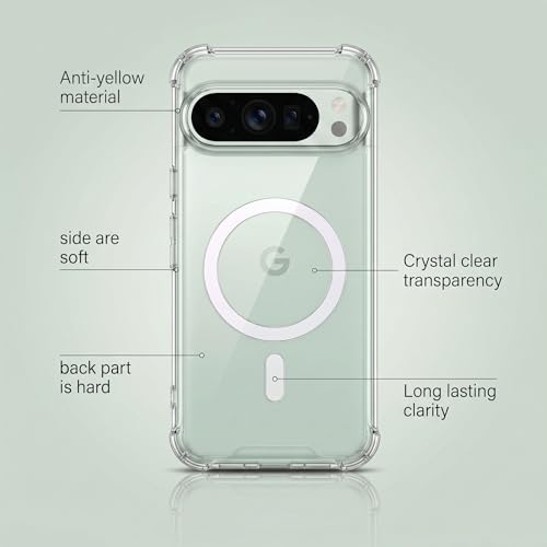 Image of amazon basics Crystal Clear Magnetic Case for OnePlus 15 5G | Compatible with MagSafe Accessories | Air-Guard Corners | Shockproof TPU + Hard PC Back | Slim Transparent Protective Cover (Clear)