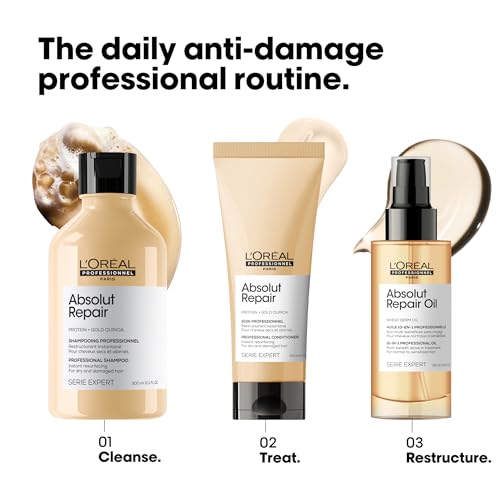 L'Oréal Professionnel Serie Expert Absolut Repair Shampoo and Conditioner Set, Repairs and Hydrates Dry and Damaged Hair, 300 ml and 200 ml - Image 5